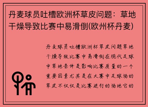 丹麦球员吐槽欧洲杯草皮问题：草地干燥导致比赛中易滑倒(欧州杯丹麦)